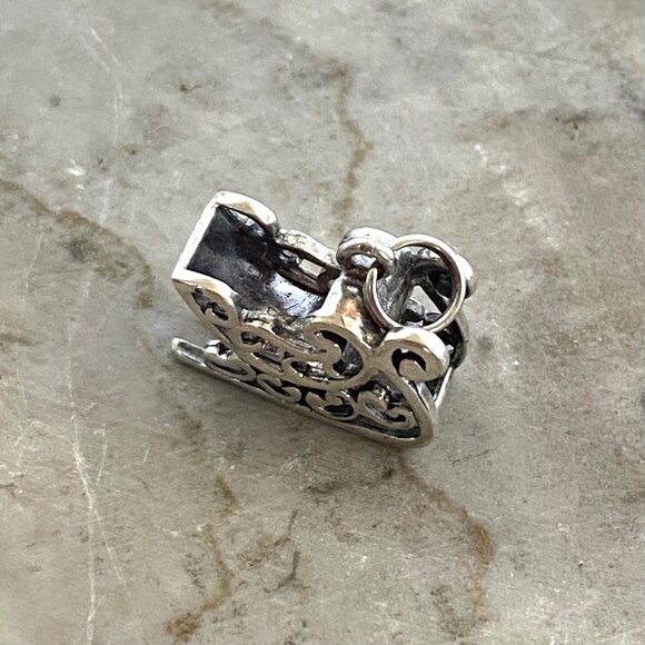 VTG Jezlaine Sterling Silver 925 3 Dimensional Christmas Santa's Sleigh Charm - Picture 8 of 16